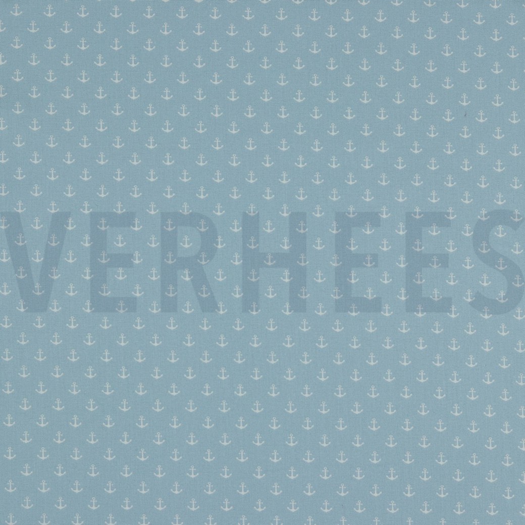 POPLIN PETIT ANCHOR LIGHT BLUE
