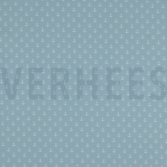 POPELINE DE COTON PETITS ANCRAGES BLEU CLAIR #7