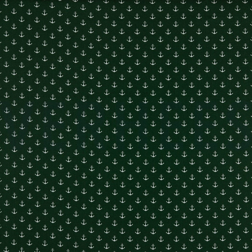 POPLIN PETIT ANCHOR DARK GREEN
