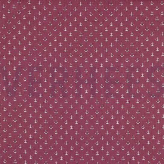 BAUMWOLLE POPELINE KLEINE ANKER MAUVE #7