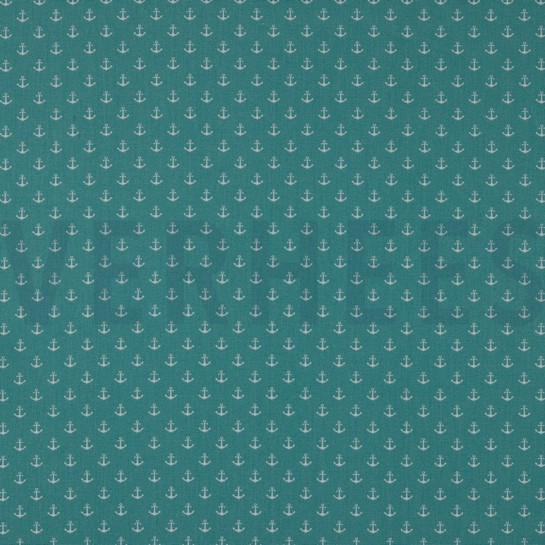 BAUMWOLLE POPELINE KLEINE ANKER ALTGRÜN #7