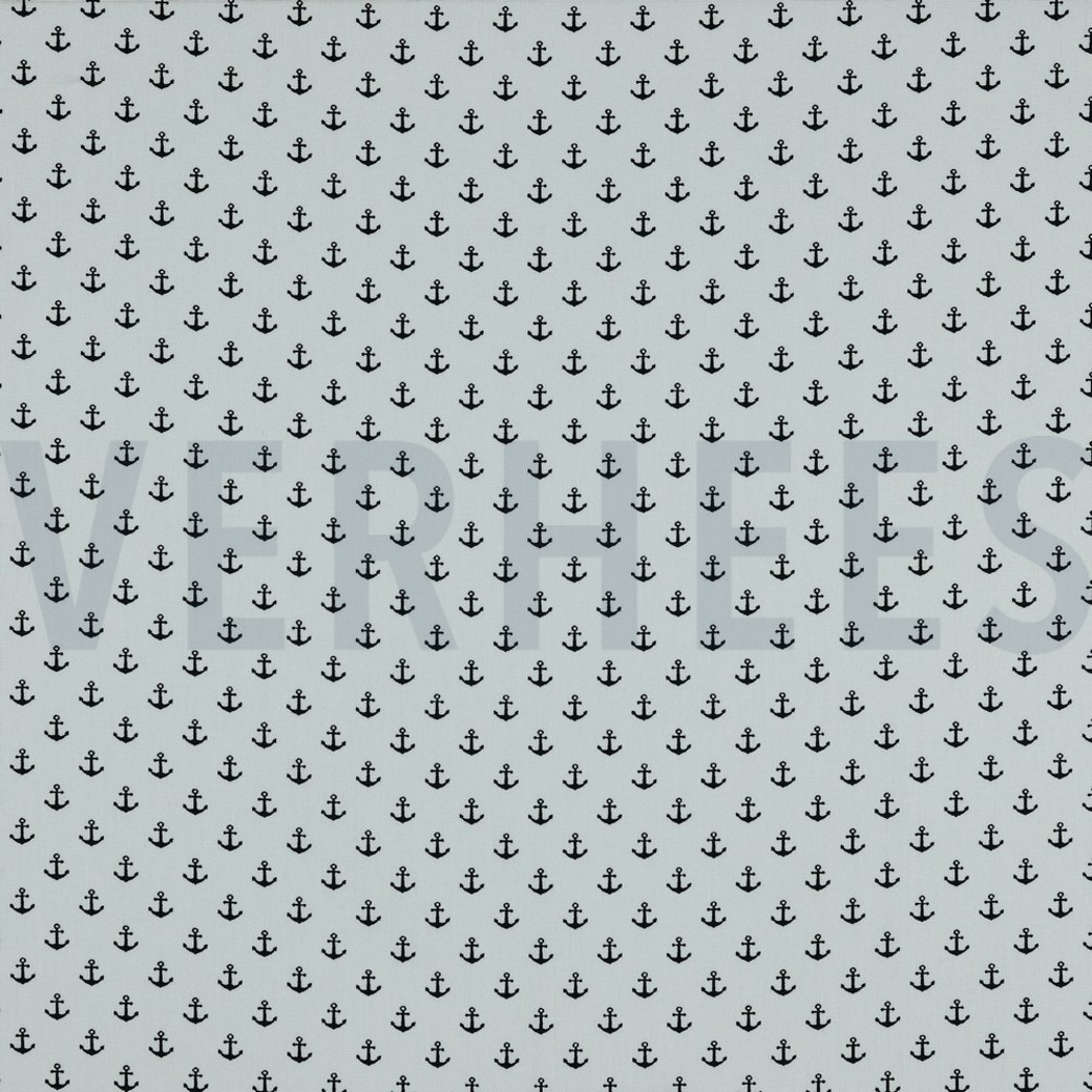 POPLIN PETIT ANCHOR WHITE/BLACK
