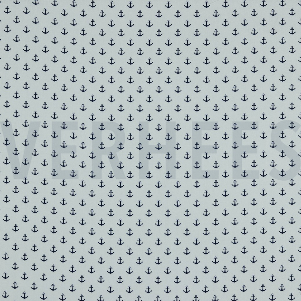 POPLIN PETIT ANCHOR WHITE/NAVY