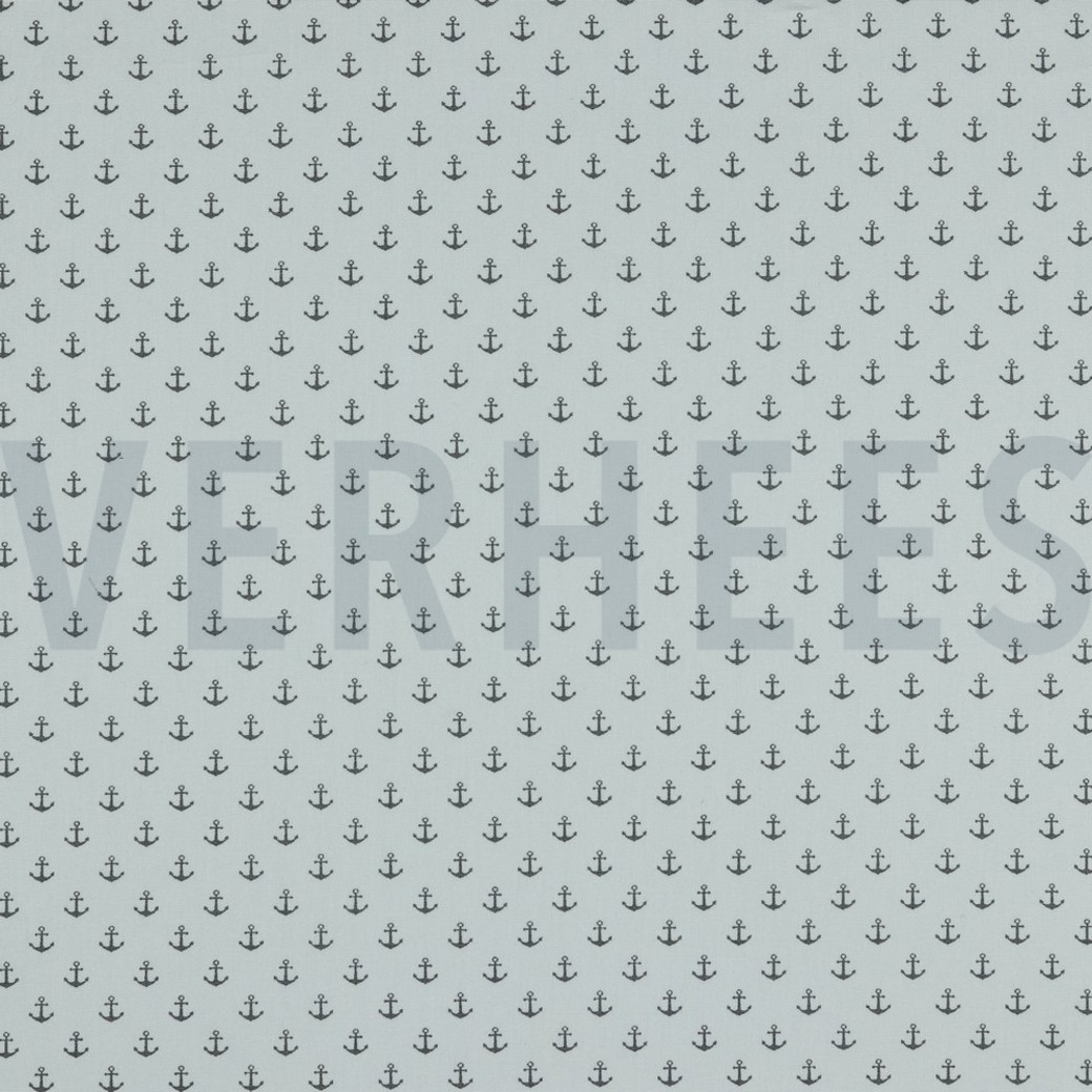 POPLIN PETIT ANCHOR WHITE/GREY
