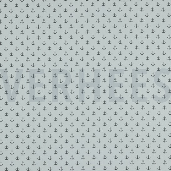 BAUMWOLLE POPELINE KLEINE ANKER WEISS / GRAU #7