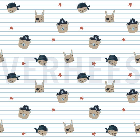 BAUMWOLLE POPELINE PIRATEN WEISS #7