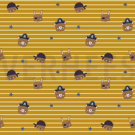 BAUMWOLLE POPELINE PIRATEN OCKER #7