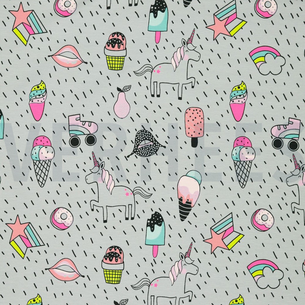 JERSEY NEON UNICORN PARTY LIGHT GREY
