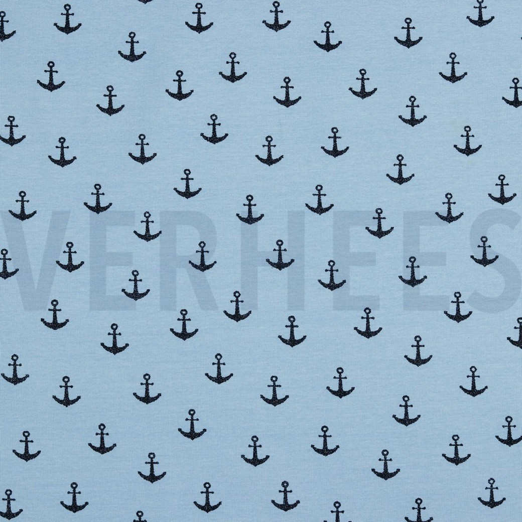 JERSEY GLITTER ANCHOR LIGHT BLUE