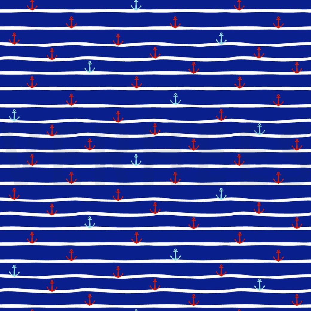 JERSEY GOTS MARITIME STRIPES COBALT