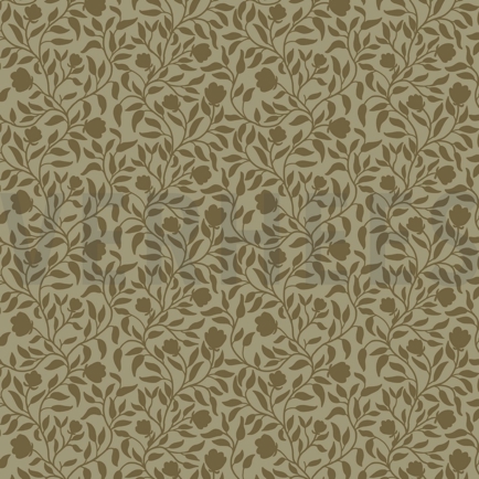 COTTON SATIN STRETCH FLOWER LEAVES MOSS GREEN (hover)