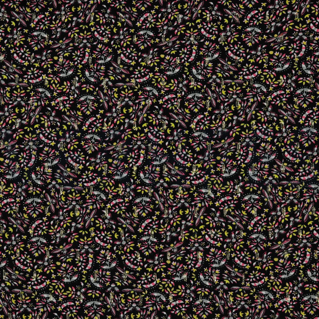 VISCOSE LUREX SMALL FLOWERS BLACK