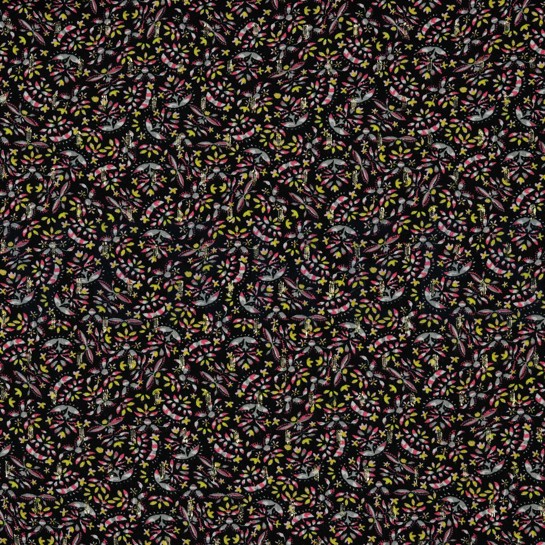 VISCOSE LUREX KLEINE BLOEMEN ZWART #7
