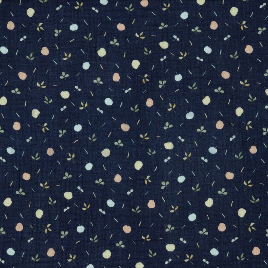 MUSSELIN GOTS DIGITAL FRÜCHTE MARINEBLAU #7