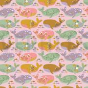 POPLIN GOTS BEAUTIFUL WHALE LIGHT ROSE (thumbnail)