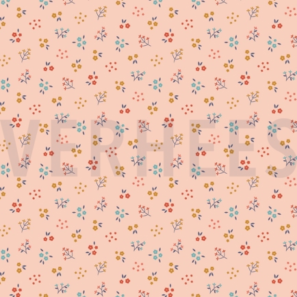 POPLIN GOTS SMALL FLOWERS LIGHT SALMON (hover)