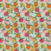 POPLIN GOTS PEACHY FRUIT LIGHT MINT (thumbnail)