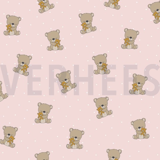 POPLIN GOTS SWEET BEAR LIGHT ROSE #7