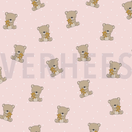 POPLIN GOTS SWEET BEAR LIGHT ROSE (hover)