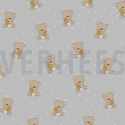 POPLIN GOTS SWEET BEAR LIGHT GREY (hover)