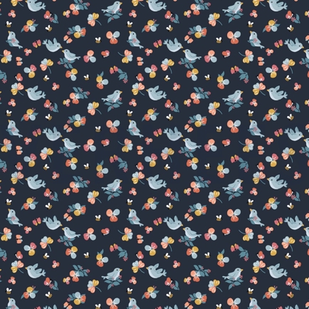 POPLIN BIRDS NAVY (hover)
