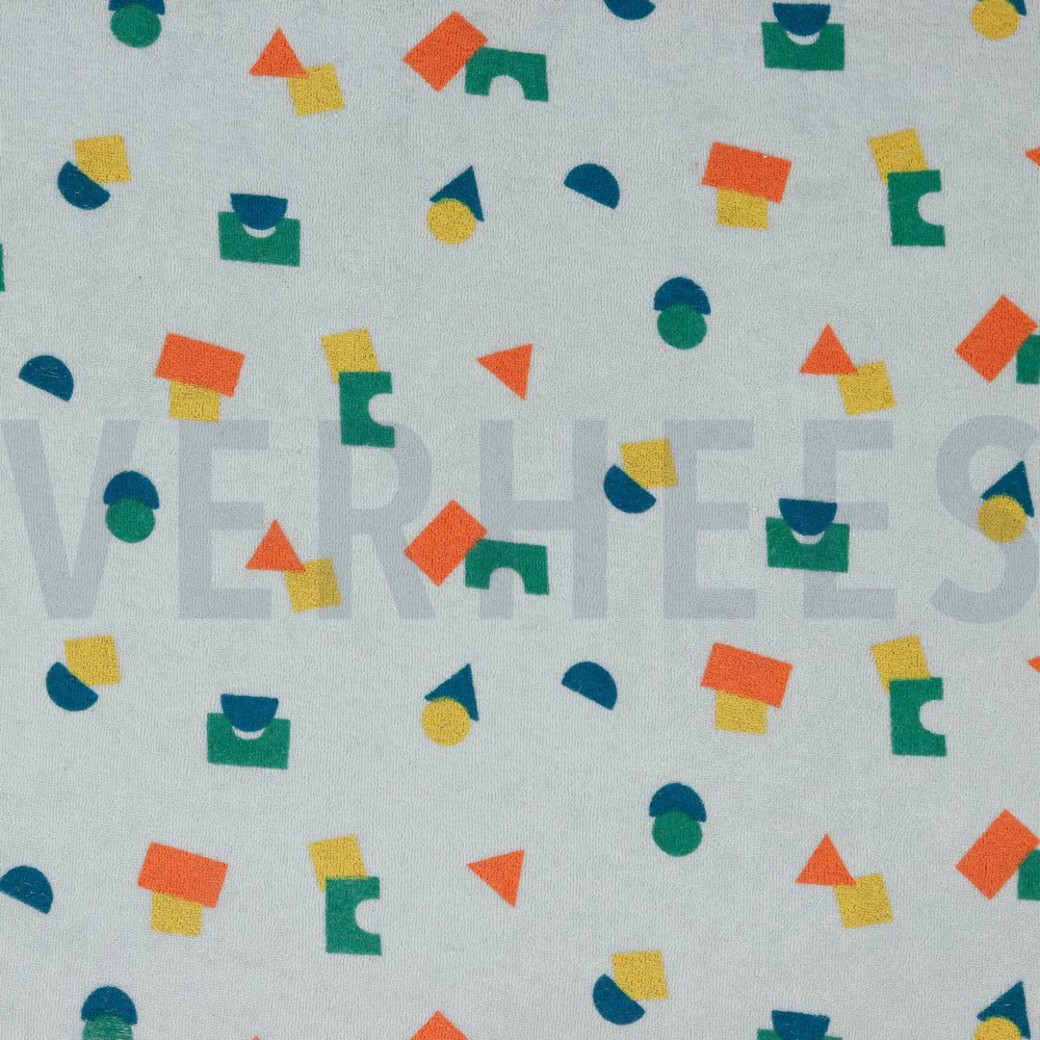 STRETCH TOWELLING SHAPES LIGHT GREY