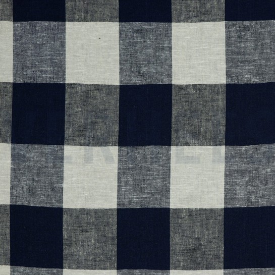LINEN VISCOSE YARN DYED CHECKS NAVY #7