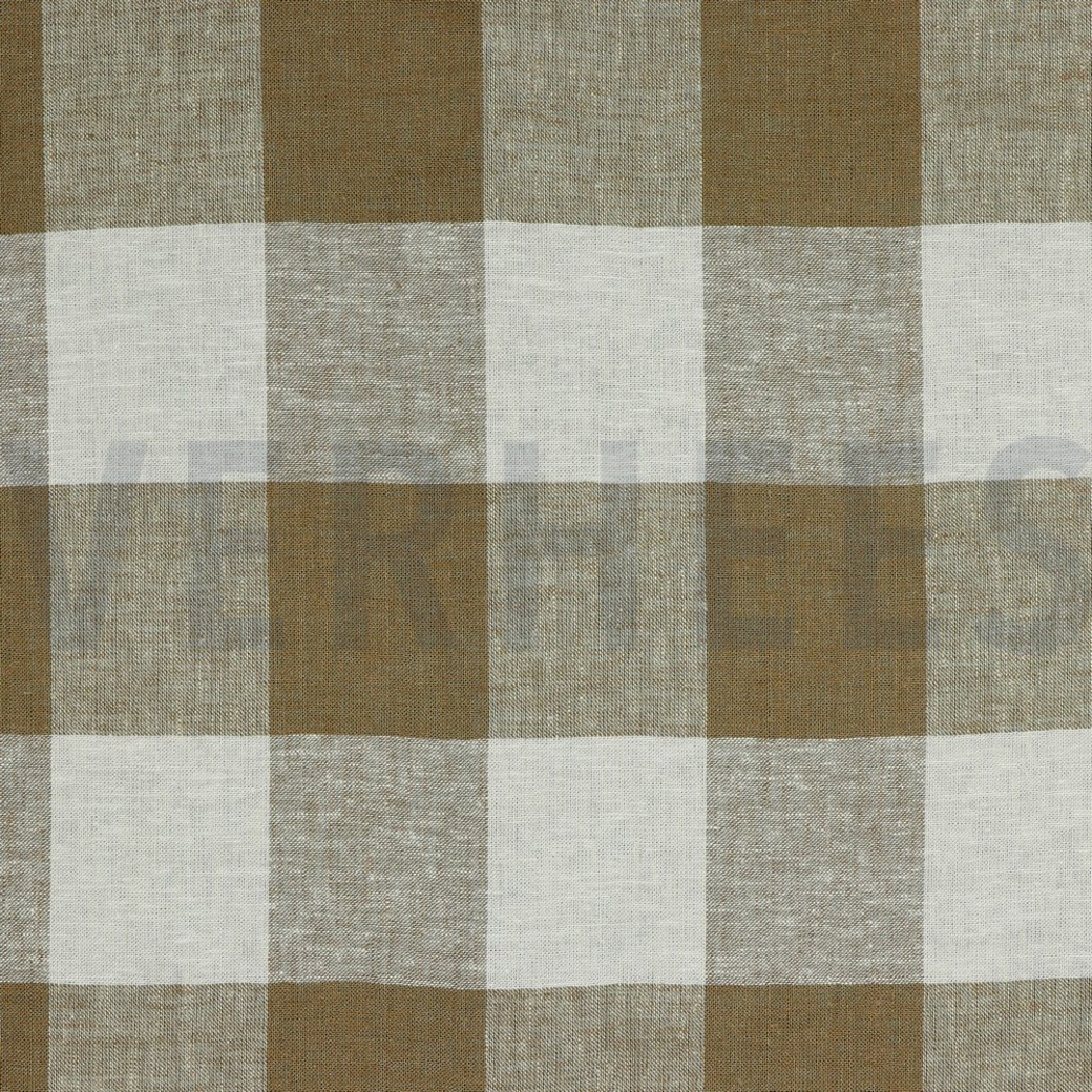LINEN VISCOSE YARN DYED CHECK LIGHT BROWN