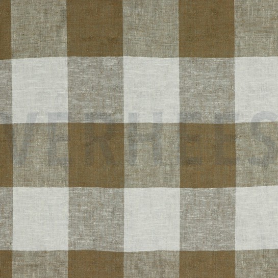 LINEN VISCOSE YARN DYED CHECKS LIGHT BROWN #7