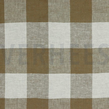 LINEN VISCOSE YARN DYED CHECKS LIGHT BROWN (hover)