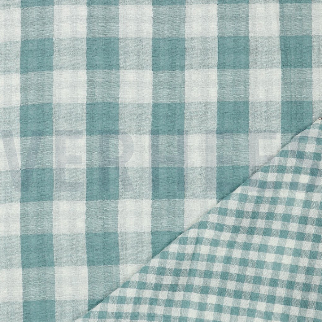 DOUBLE GAUZE DOUBLE SIDED CHECKS GREEN