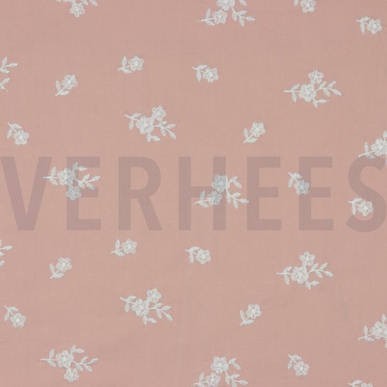 COTON LAVÉ BRODERIE ROSE POUDRÉ #7