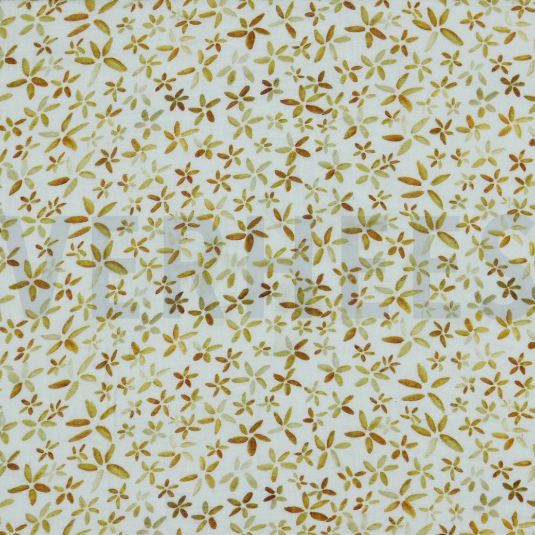 DOUBLE GAUZE DIGITAL FLOWERS WHITE/COGNAC