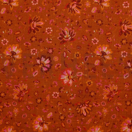 DOUBLE GAUZE DIGITAL PAISLEY DARK ORANGE #7