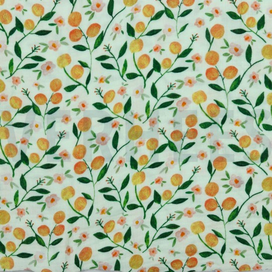 MUSSELIN DIGITAL FRÜCHTE & BLUMEN SANFTGRÜN #7