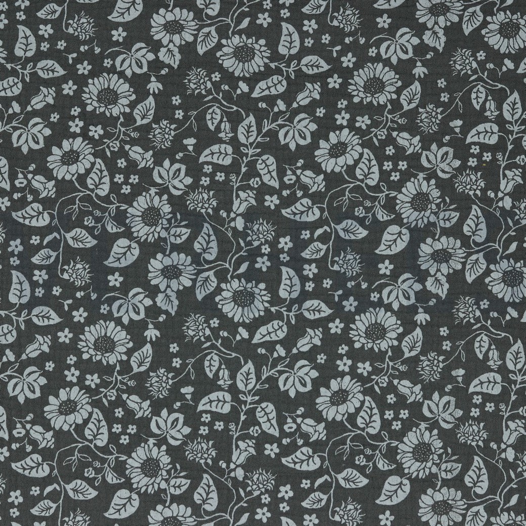 DOUBLE GAUZE FLOWERS DARK GREY