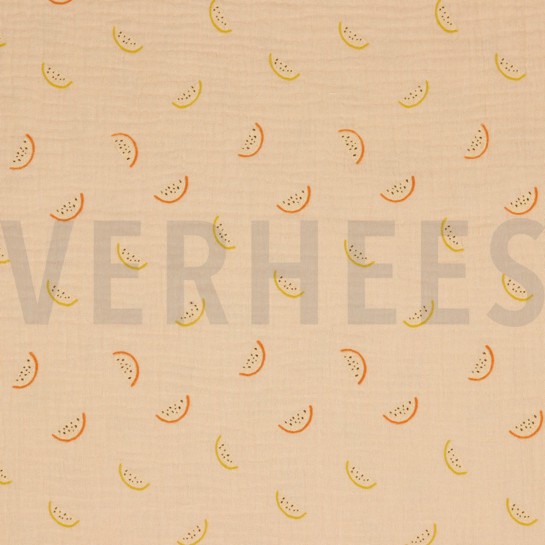 DOUBLE GAUZE GOTS MELOENEN LICHT ZALM #7