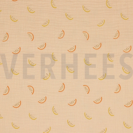 DOUBLE GAUZE GOTS MELONS LIGHT SALMON (hover)