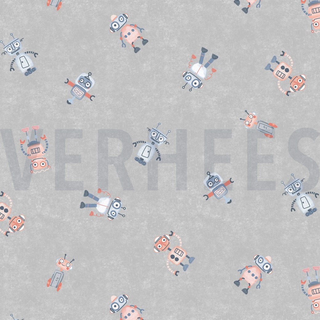 JERSEY GOTS DIGITAL ROBOTS LIGHT GREY