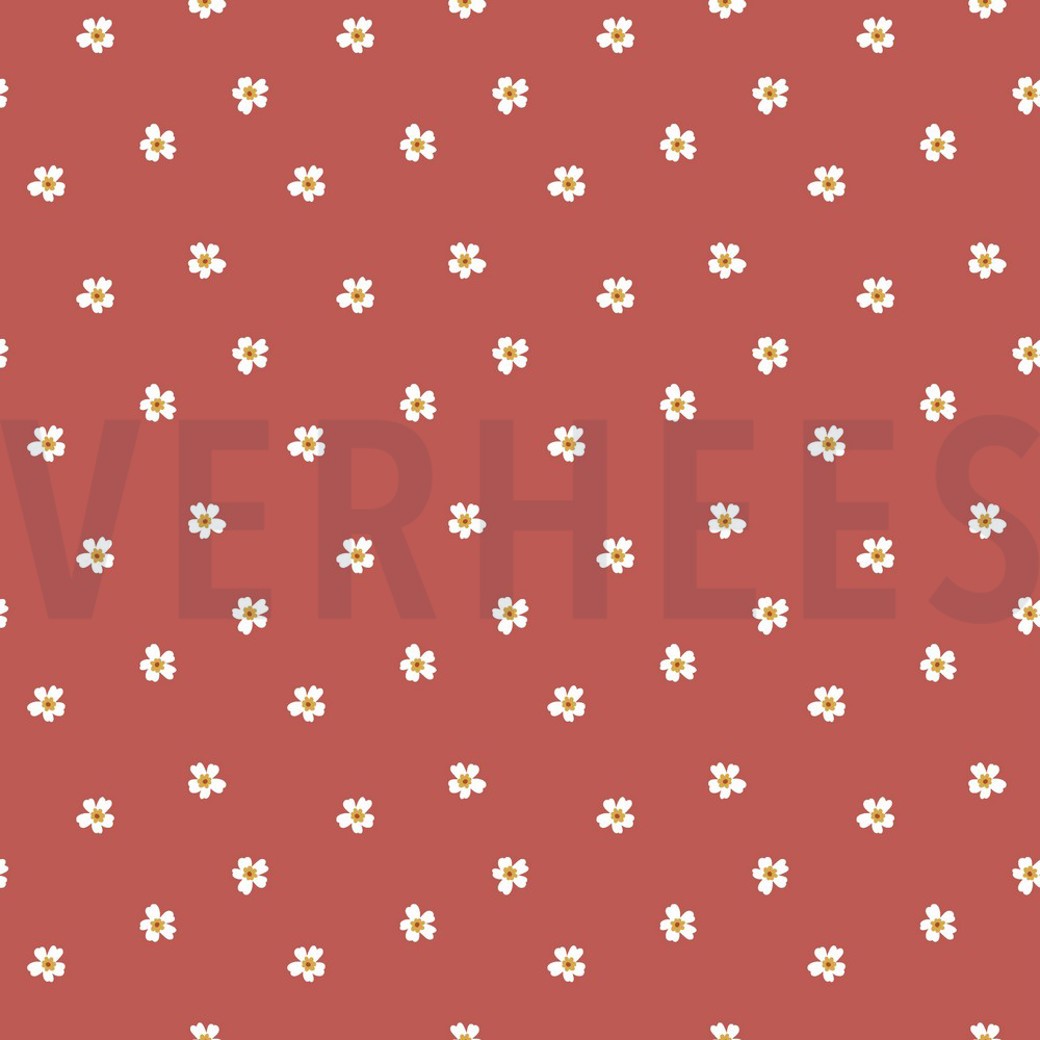 FRENCH TERRY FLOWERS SPICED CORAL
