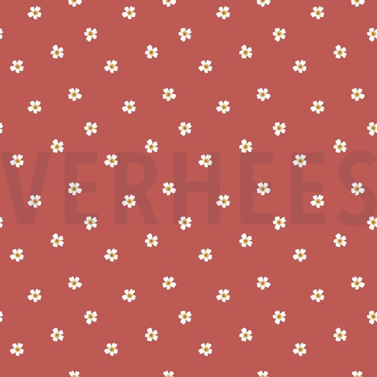 FRENCH TERRY BLUMEN WARME KORALLE #7