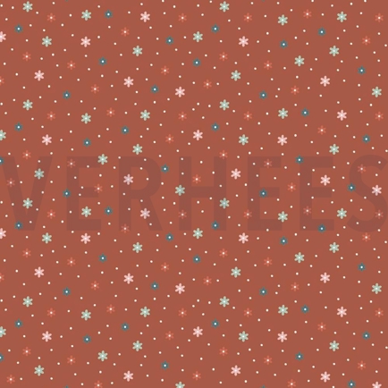 JERSEY GOTS FLOWERS BRIQUE (hover)