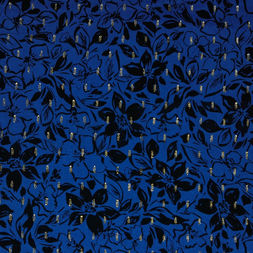 VISCOSE LUREX FLOWERS COBALT
