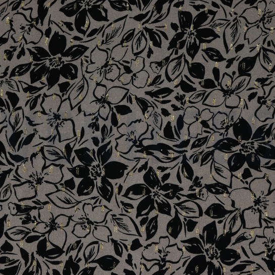 VISCOSE LUREX BLOEMEN TAUPE #7