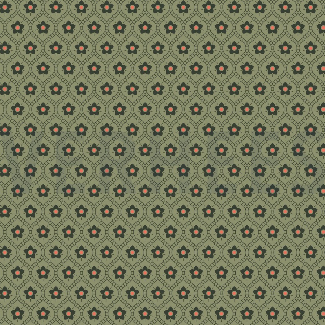 POPLIN FLOWERS MOSS GREEN