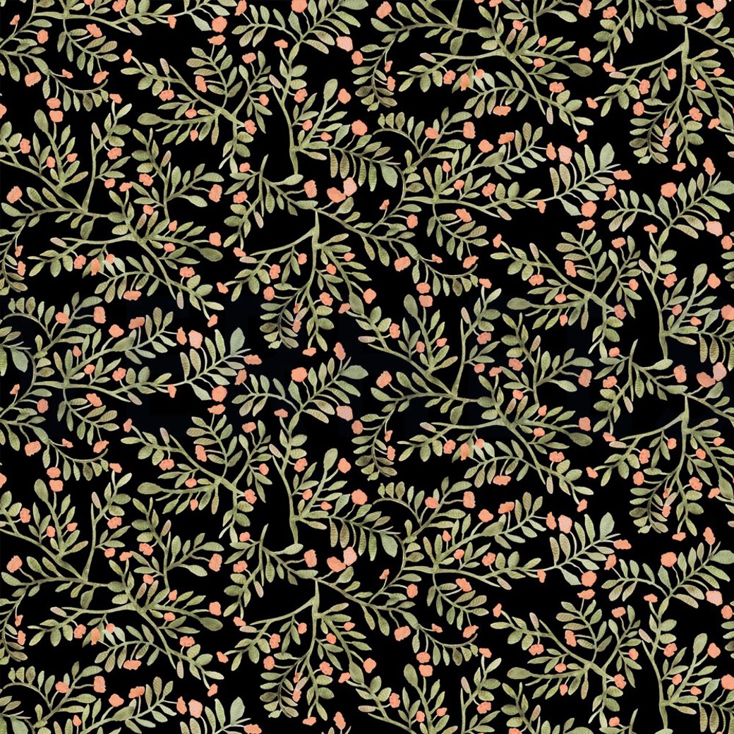 JERSEY DIGITAL LEAVES BLACK