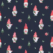 POPLIN DIGITAL CHRISTMAS GNOMES NAVY (thumbnail)