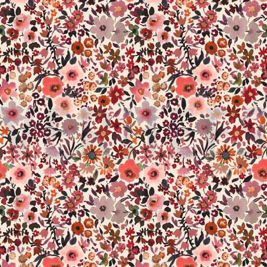 KATOENEN POPLIN DIGITAAL BLOEMEN ECRU #7