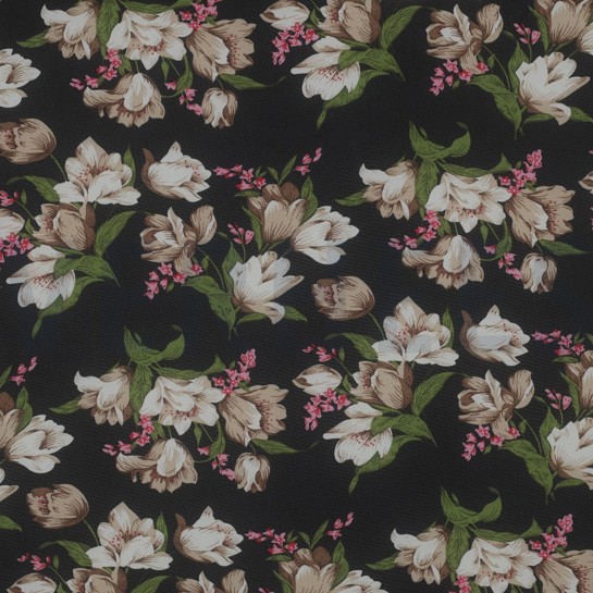 CHIFFON FLOWERS BLACK / SAND #7