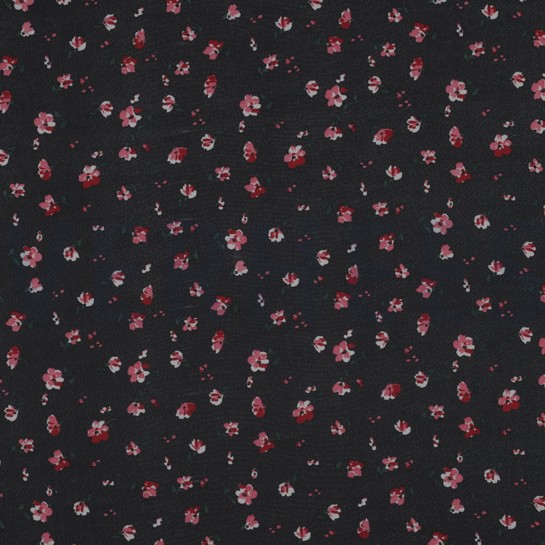 CHIFFON BLUMEN SCHWARZ #7